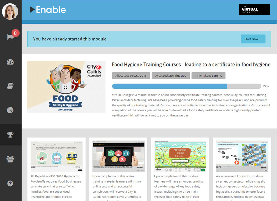 screenshot of Virtual College